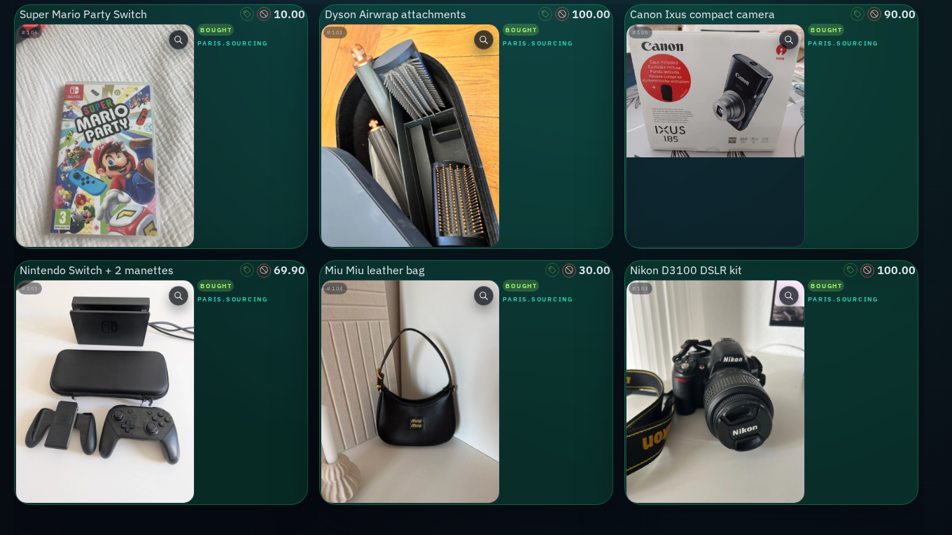 Reflow live deal feed with real Vinted listing photos and auto-buy states